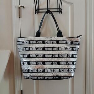 Limited Edition Y2K Mcbling Victoria's Secret Black & Silver Sequin Tote Bag